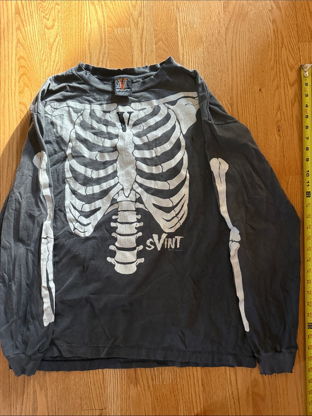 Saint Mxxxxx x Skeleton Graphic Long Sleeve Tee - Black & White
